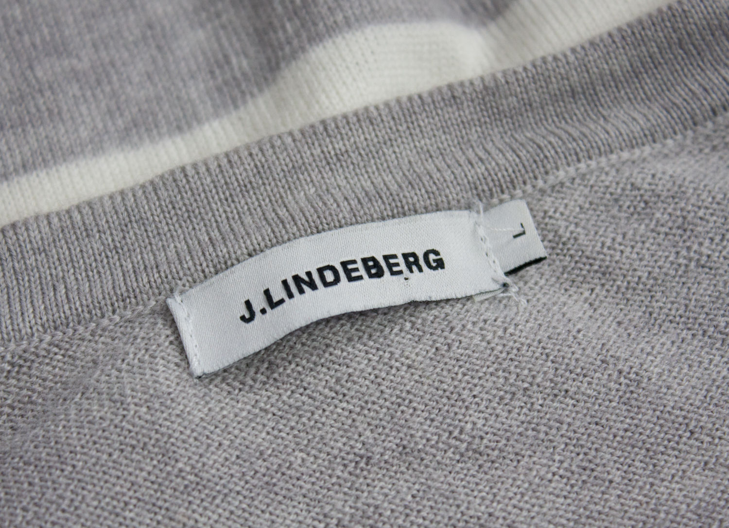 J. Lindeberg Men's Gray Thin Merino Wool Jumper Sweater, L - secondfirst