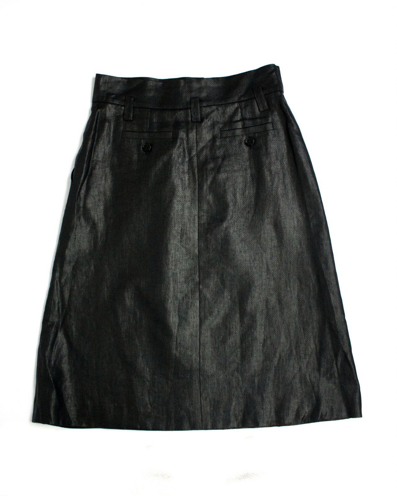 SONIA RYKIEL 100% linen A-line Black Skirt SIZE L, US 10 - secondfirst