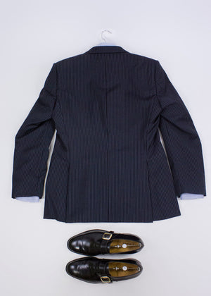 HUGO BOSS Wool Navy Striped Blazer Jacket, EU 50, US 40R - secondfirst