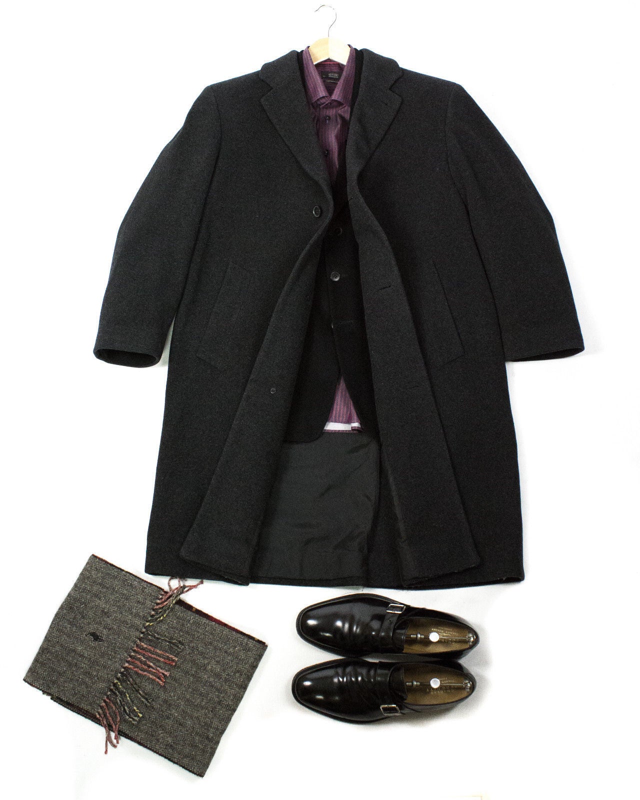 HUGO BOSS Dark Gray 100% Wool Overcoat SIZE US 42R, EU 52 - secondfirst