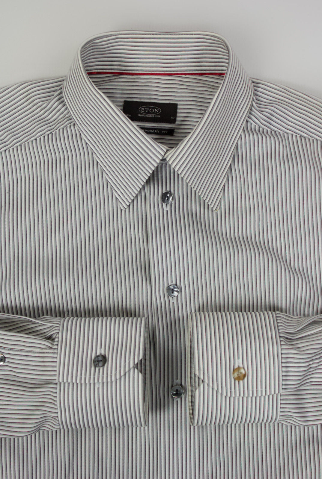 ETON  Striped Pointed Collar Shirt, 42 - 16 1/2 - secondfirst