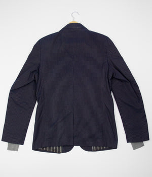 SCOTCH & SODA 1 Button Striped Blue Cotton Blazer SIZE L, US 40, EU 50 - secondfirst