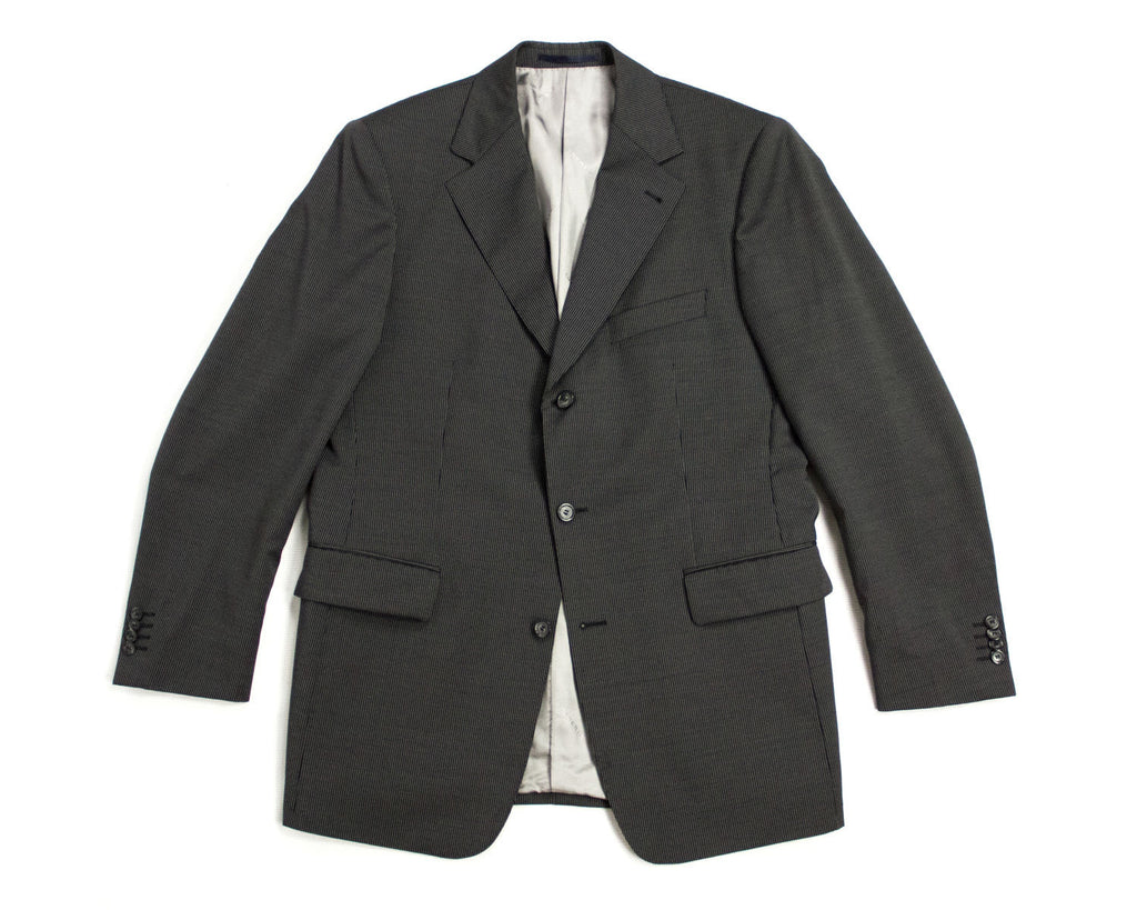 BURBERRY Striped Black Wool Blazer Jacket, US 40R/EU 50 R - secondfirst