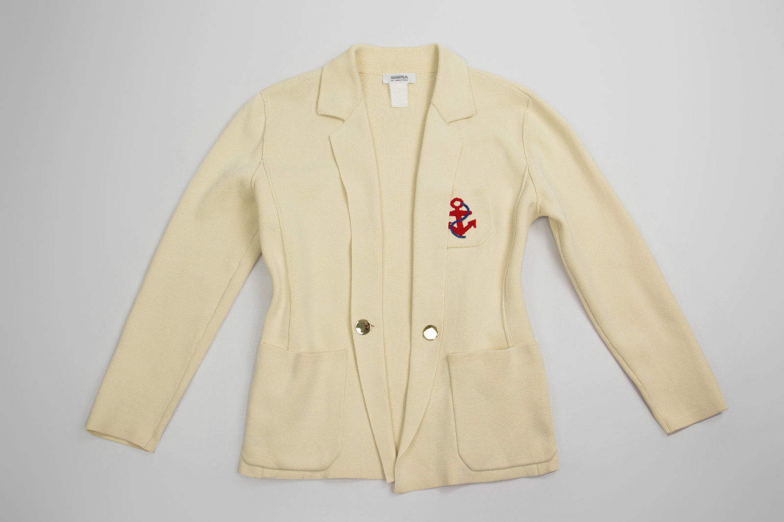 SONIA by SONIA RYKIEL Anchor Embroidered Cotton Blazer SIZE M - secondfirst