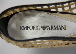 EMPORIO ARMANI Beige Silk Satin Basket Weave Woven Pumps US 7.5 - secondfirst