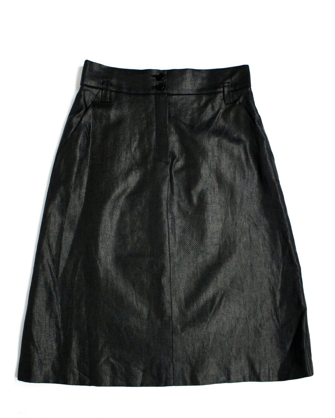 SONIA RYKIEL 100% linen A-line Black Skirt SIZE L, US 10 - secondfirst