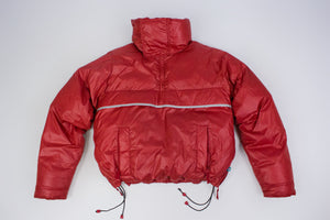 Cropped Sporty Puffer Down Pull Over Red Jacket SIZE L - secondfirst