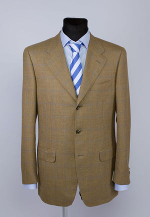 Italian C.C. BROTHERS Silk Wool Linen Plaid Blazer US 38L, EU 48 L - secondfirst