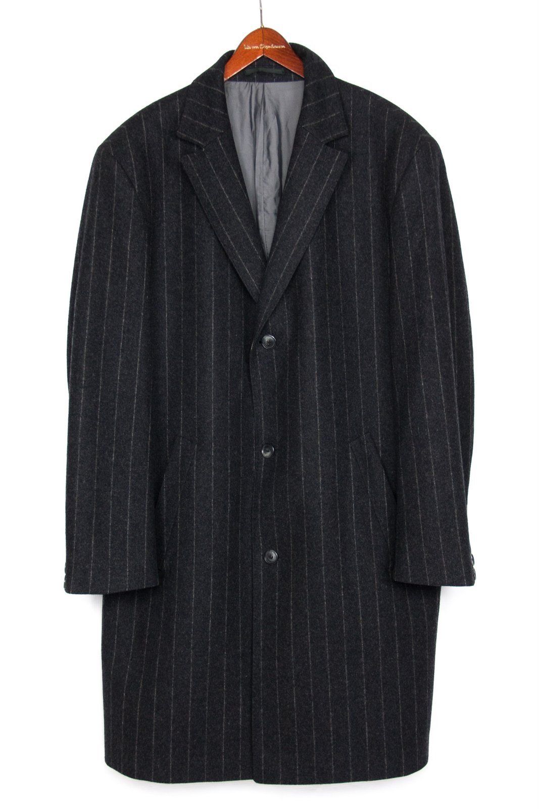 HUGO BOSS Wool Gray Striped Top Coat SIZE US 44 - secondfirst