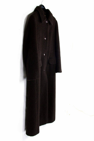M.K. EMKAY women's Alpaca Wool Brown Long Coat, Size L, US 12 - second_first