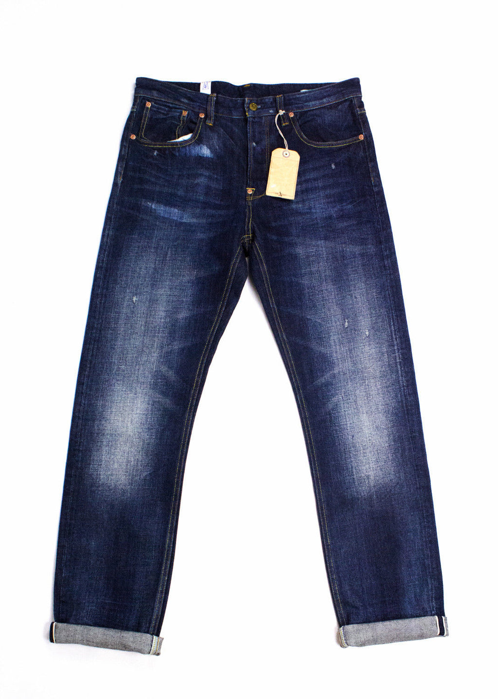 EMMETT Selvage Slim Straight Indigo Blue Jeans, 32/32 - secondfirst