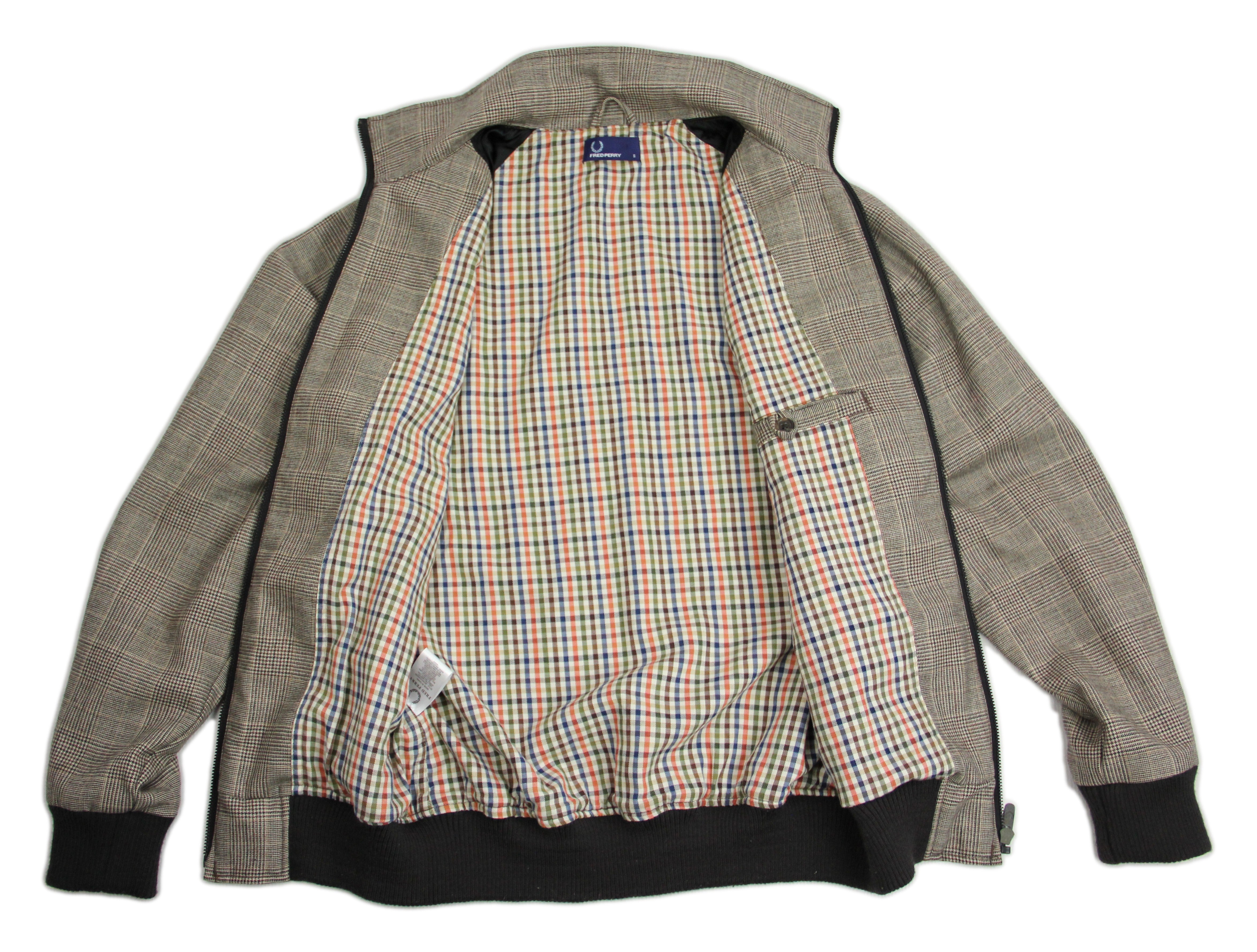 Fred Perry Plaid Wool Harrington Jacket, Size S