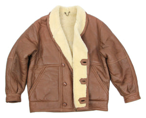 Brown Shawl Collar Short Shearling Jacket, SIZE US 42