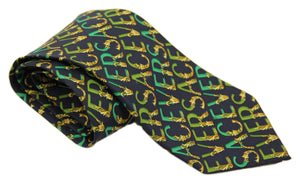 Gianni Versace Vintage Silk Tie With Brand Motif in Baroque Style - secondfirst