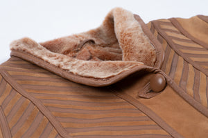 Woman's Camel Brown Soft & Lightweight Lambskin Shearling Coat, XL
