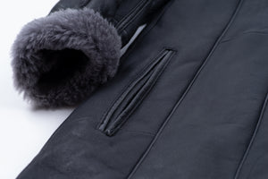 Woman's Charcoal Gray Soft & Lightweight Lambskin Shearling Coat, M