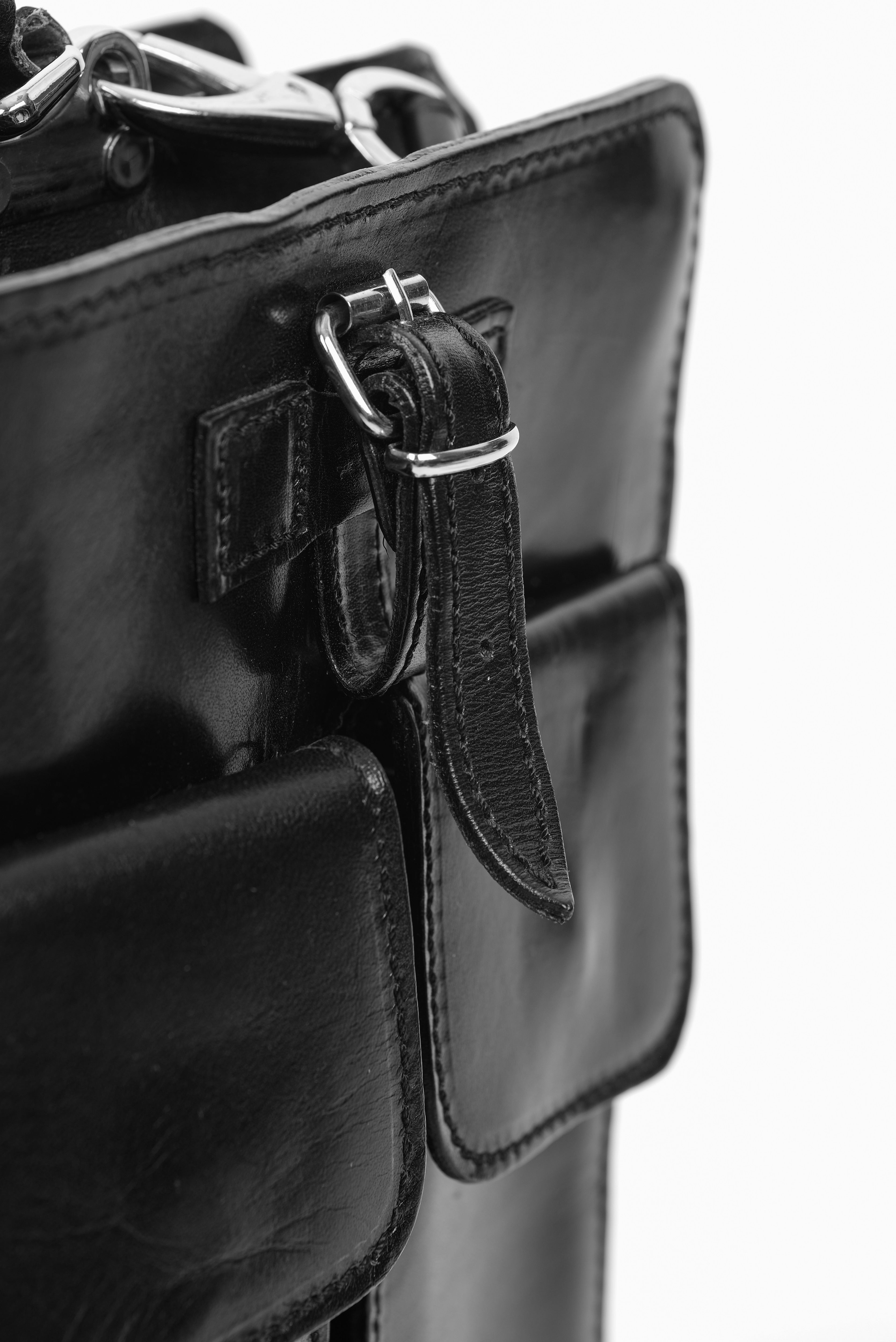 Vintage Black Thick Leather Men's Briefcase