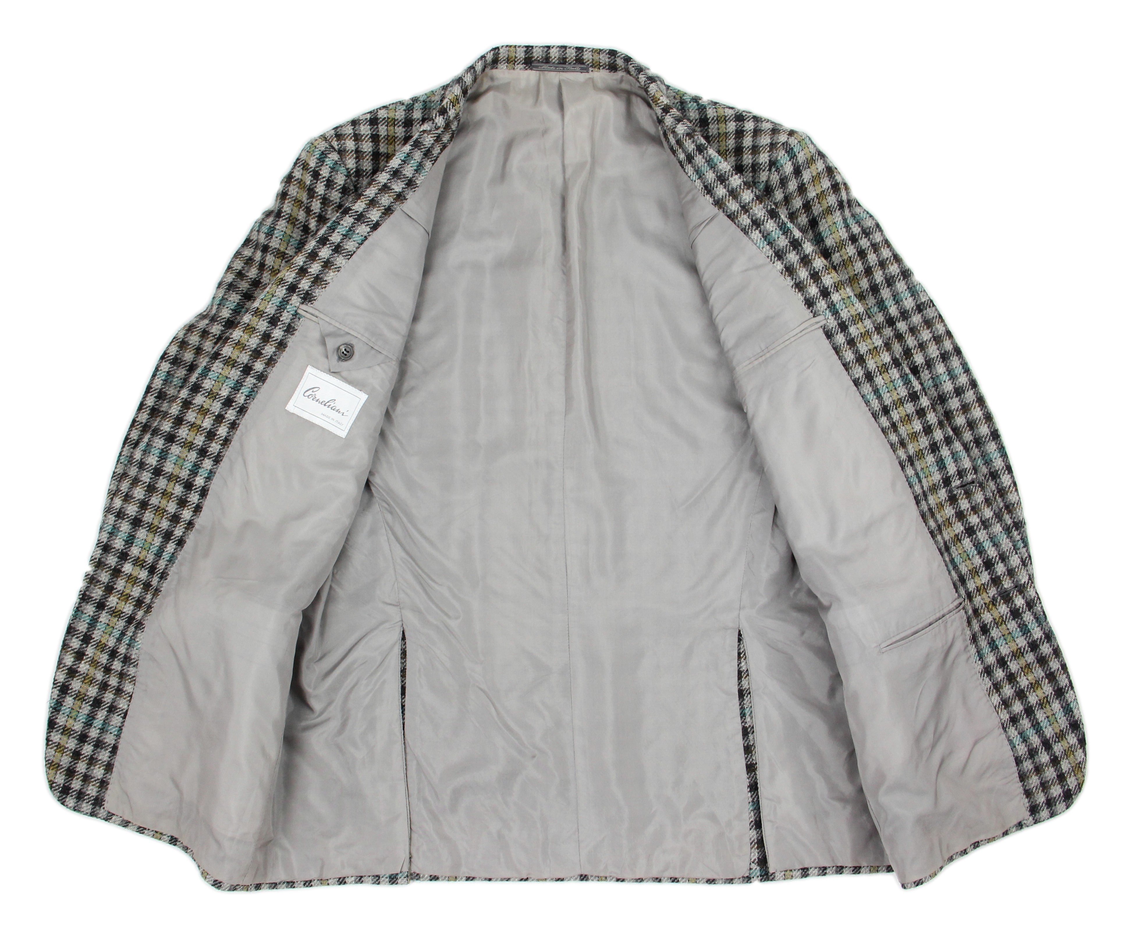 Vintage Corneliani Checkered Tweed Wool 2 Button Blazer, US 42R, EU 52R