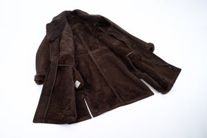Brown Icelandic Lambskin Shearling Coat with Fur Collar, EU 48, US 38