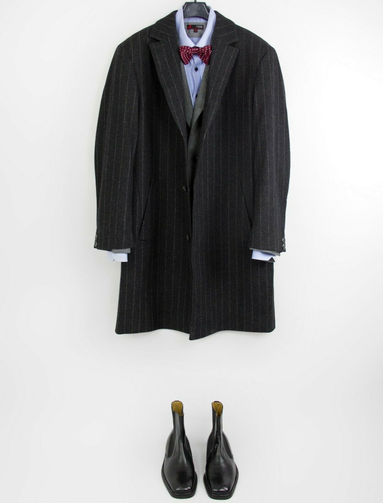 HUGO BOSS Wool Gray Striped Top Coat SIZE US 44