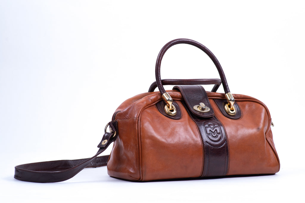 Marino Orlandi Vintage Two Tone Brown Handbag