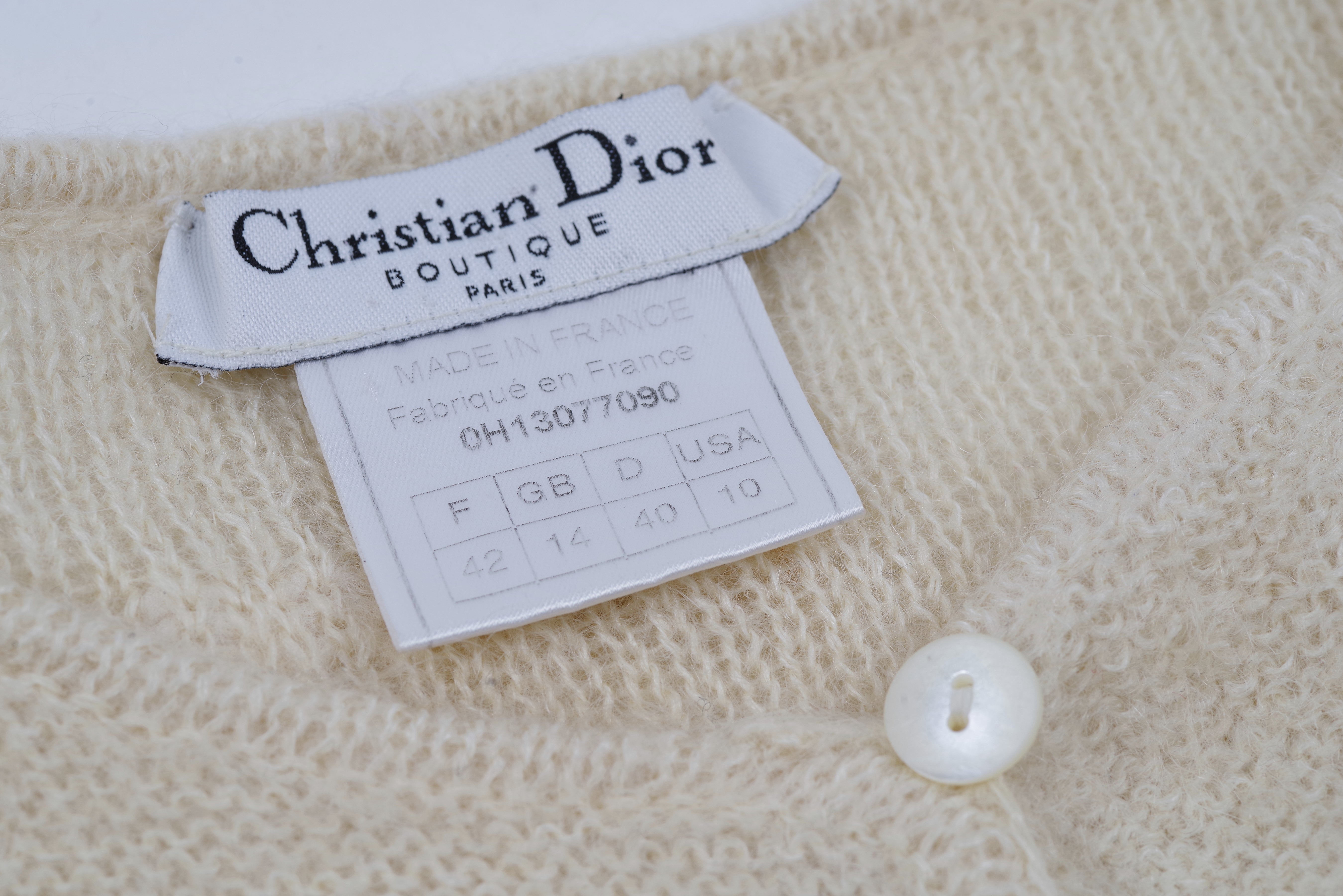 Christian Dior by John Galliano Silk Blend Ribbon Cream Sweater, XS