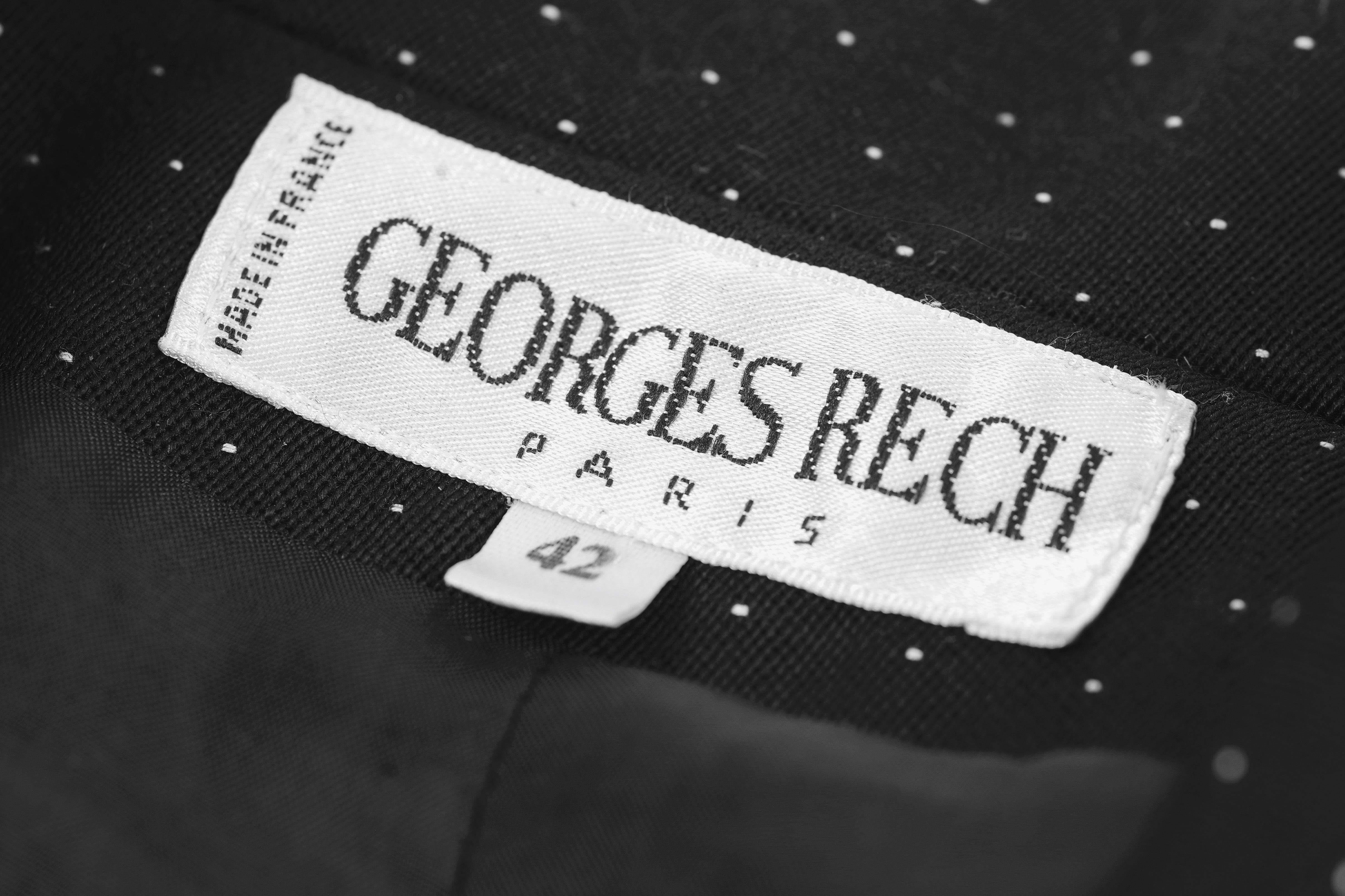 Georges Rech Dotted Black Blazer With Silk Bows and Buttons, SIZE L
