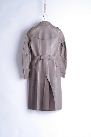 Burberry Khaki Brown Leather Trench Coat, Size XS