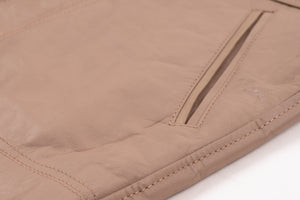 Vintage Taupe Brown Leather Hooded Parka, Men's USA 40L, EU 50L