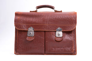 Vintage Men's Brown Leather Briefcase with Cheney Locks