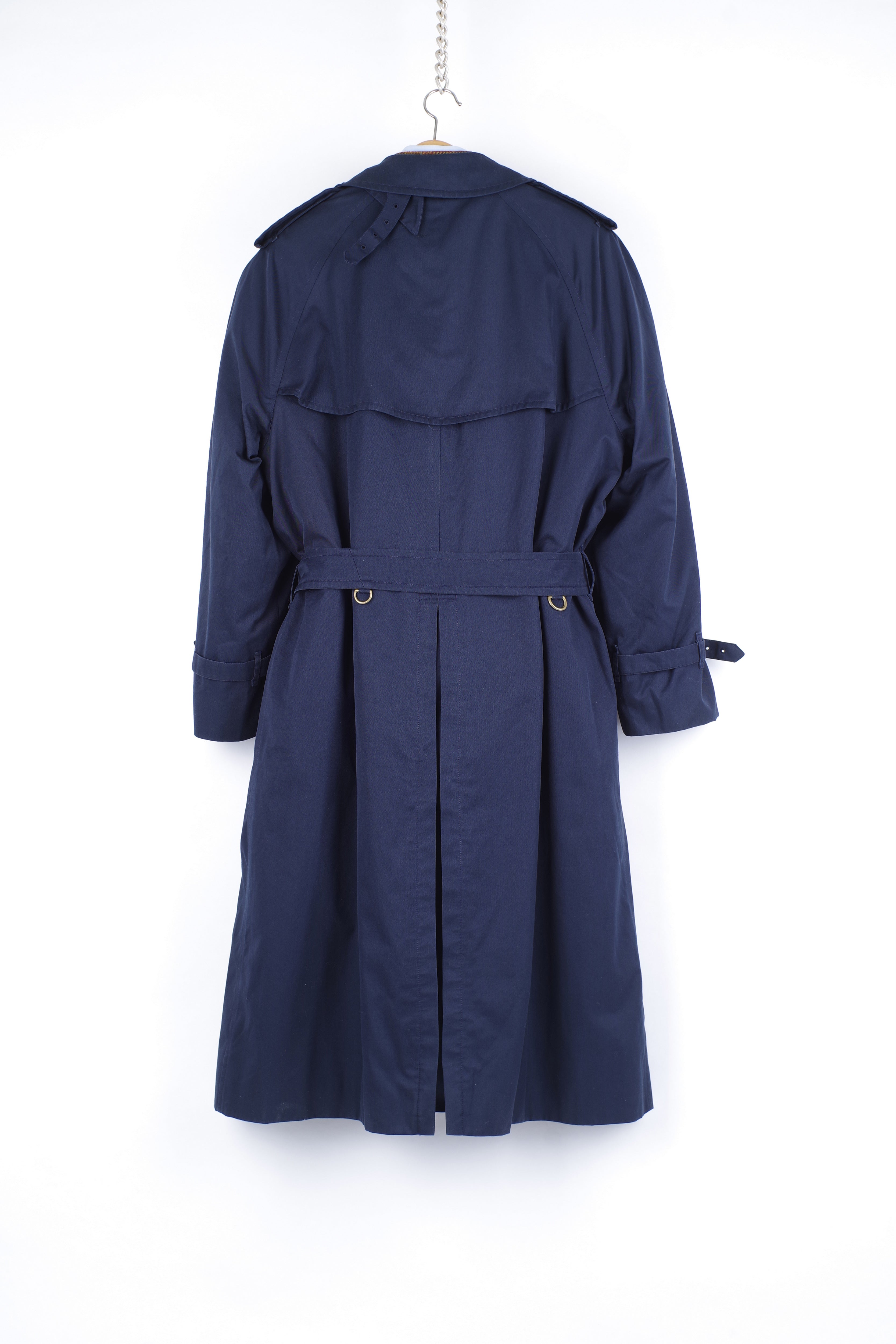Burberry Vintage Navy Blue Trench Coat, Size REG 60, US 50R
