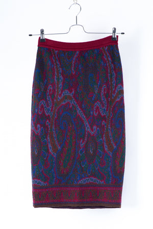 Marella Paisley Pattern Jacquard Knit Pencil Midi Skirt, M