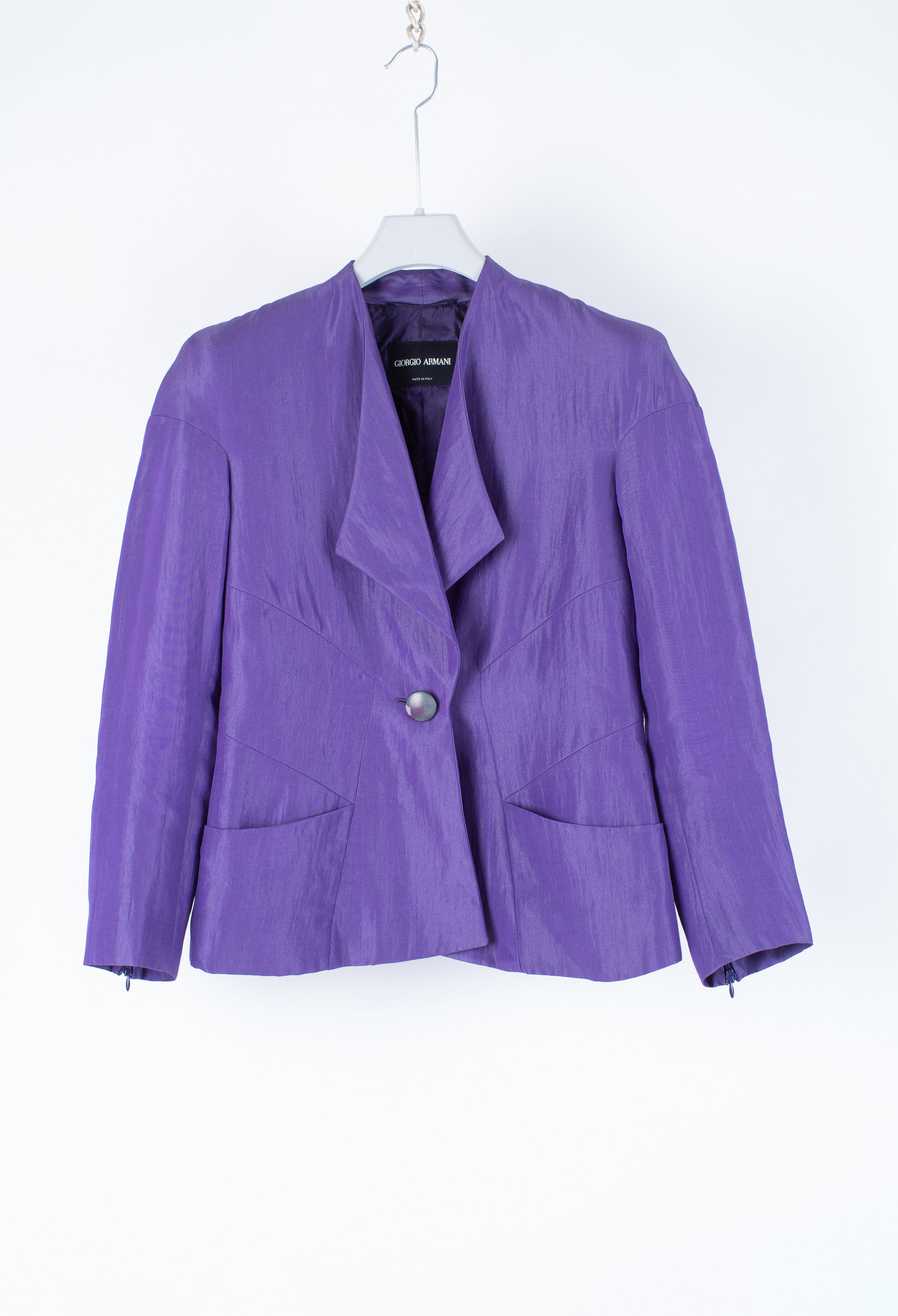 Giorgio Armani Silk and Linen Purple Fancy Blazer Jacket, SIZE S
