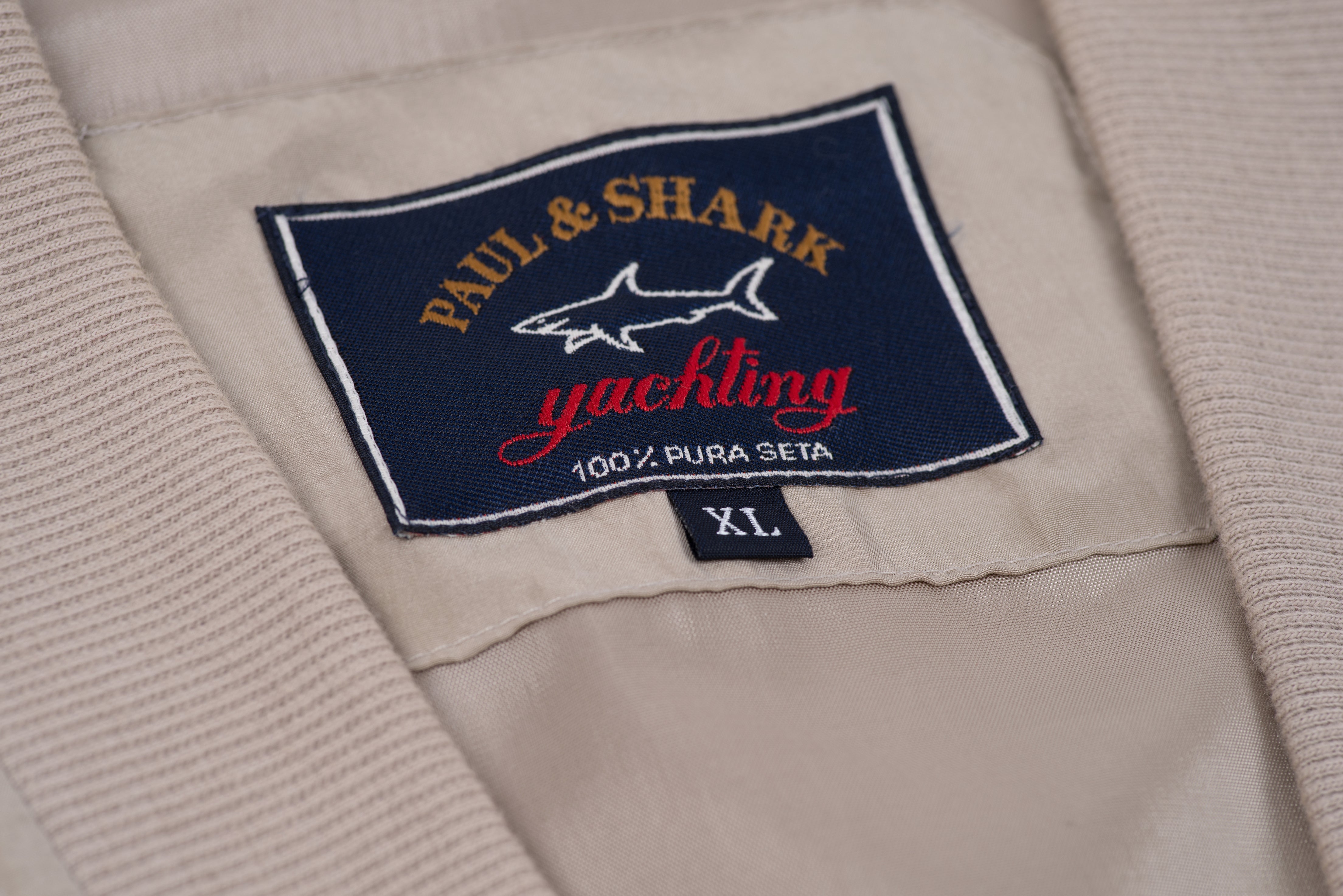 Paul & Shark yachting Men's Light Brown Silk V-Neck Jacket, Size XL