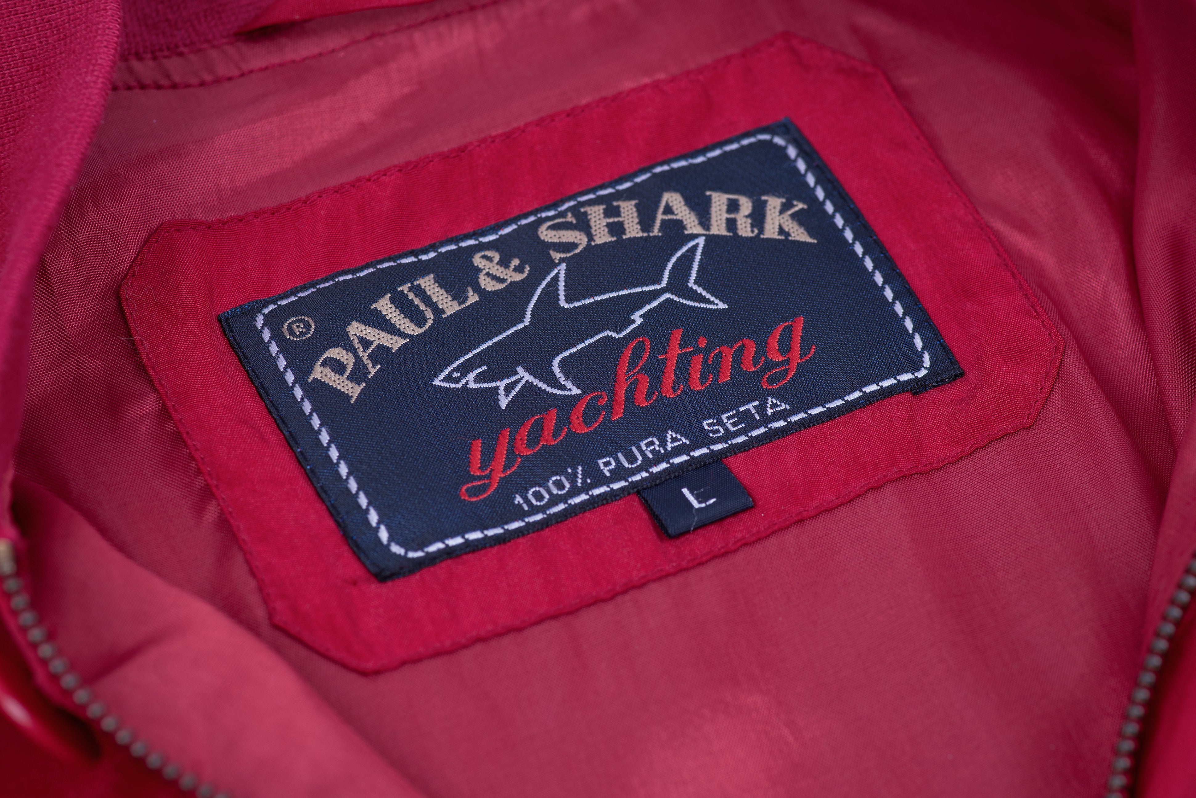 Paul & Shark Yachting Men's Red Silk Bomber Jacket, Size L