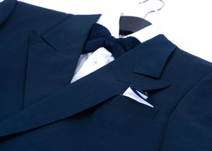 Yves Saint Laurent Pure Silk Double Breasted Blue Blazer, Men's US 34R, EU 44