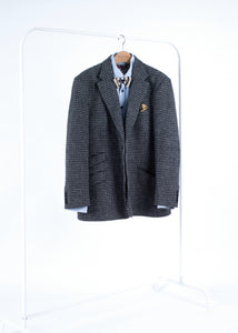 Harris Tweed x Charles Tyrwhitt Houndstooth Gray 2 Button Blazer, US 46R, EU 56R