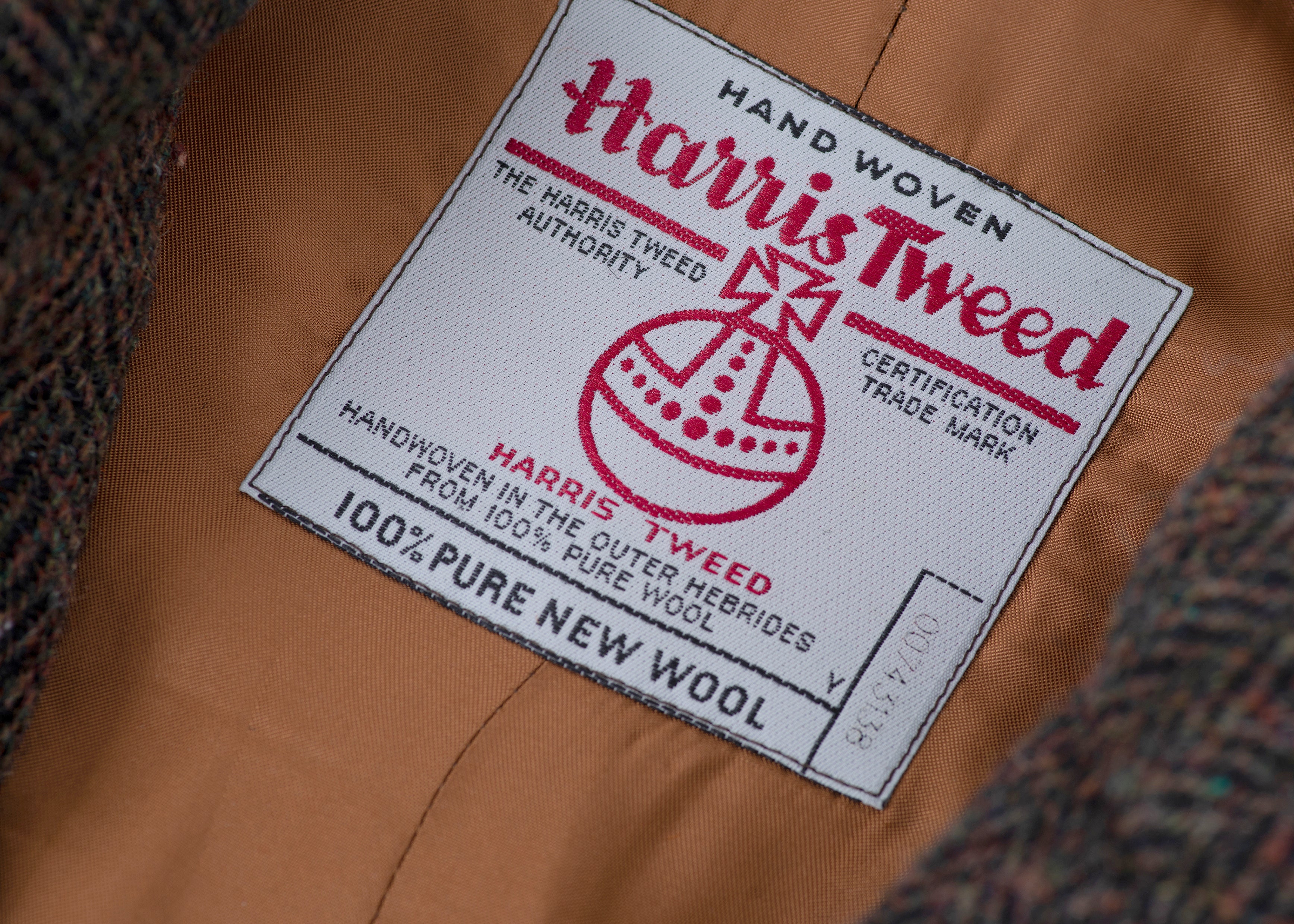 Harris Tweed Brown Men's Coat, US 44R, EU 54
