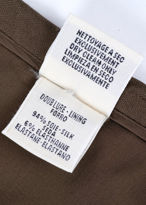Hermes Paris Brown Silk Pleated Skirt, SIZE S