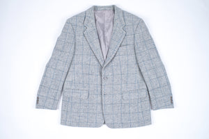 Harris Tweed Windowpane Light Blue Blazer Jacket, US 42R, EU 52