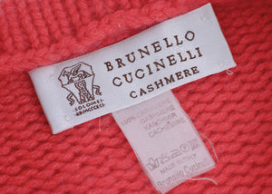 Brunello Cucinelli Coral Pink Chunky 100% Cashmere Sweater, Size S