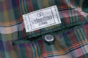 Vintage Valentino Lightweight Cotton Plaid Blazer, Size US 40S, EU 50S