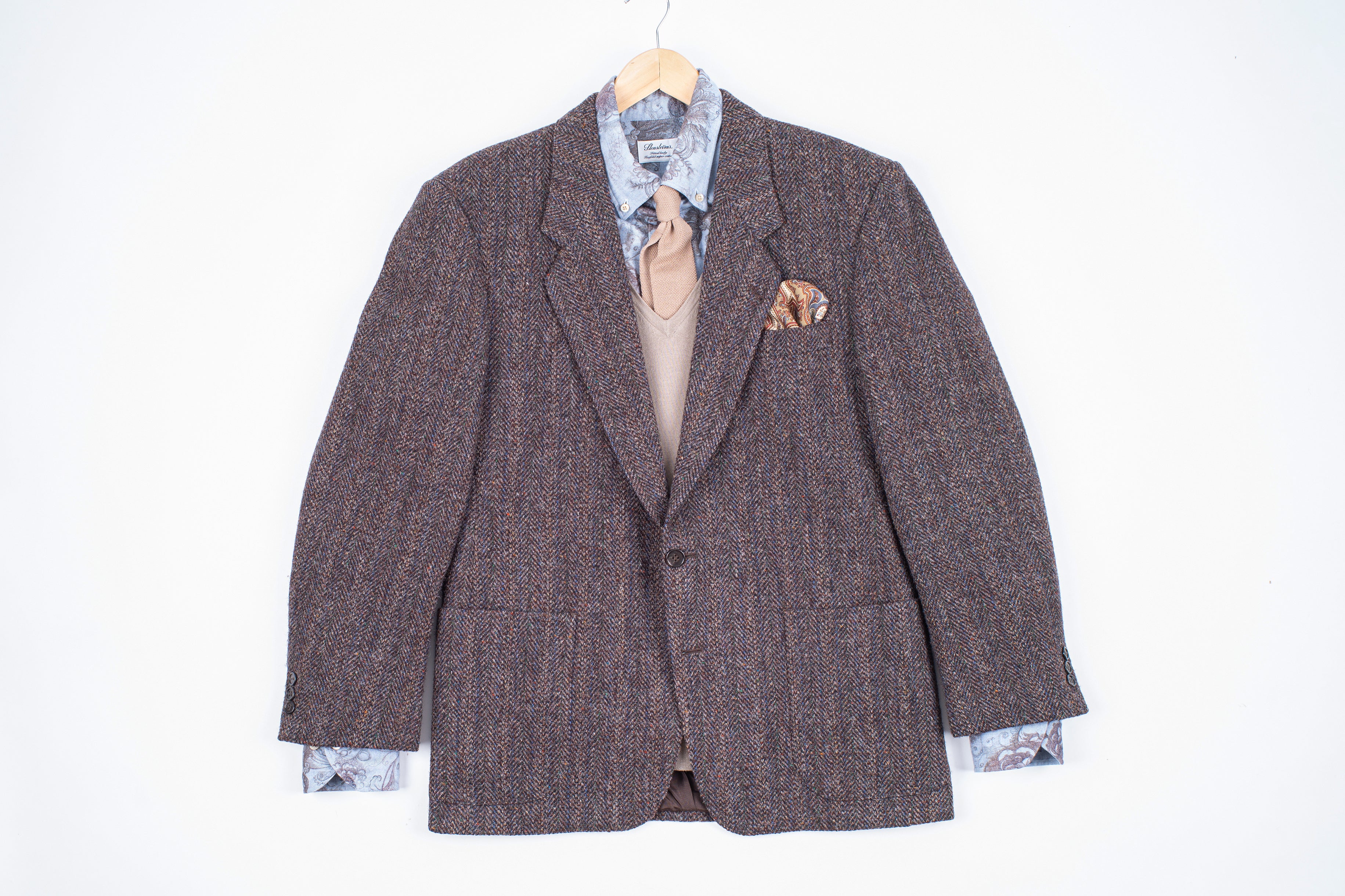 Harris Tweed Brown Wool Sport Coat Blazer, US 40R, EU 50
