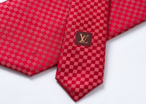 Louis Vuitton Pink Checked Jacquard Silk Tie Louis Vuitton