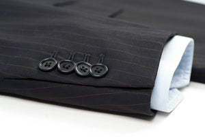 Lardini Super 130's Wool Navy Blue and Copper Striped 2 Pieces Suit, US 36R, EU 46R