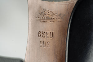 Bally Swiss Made Black Leather Angled Square Toe Pumps, US 9/ UK 6.5