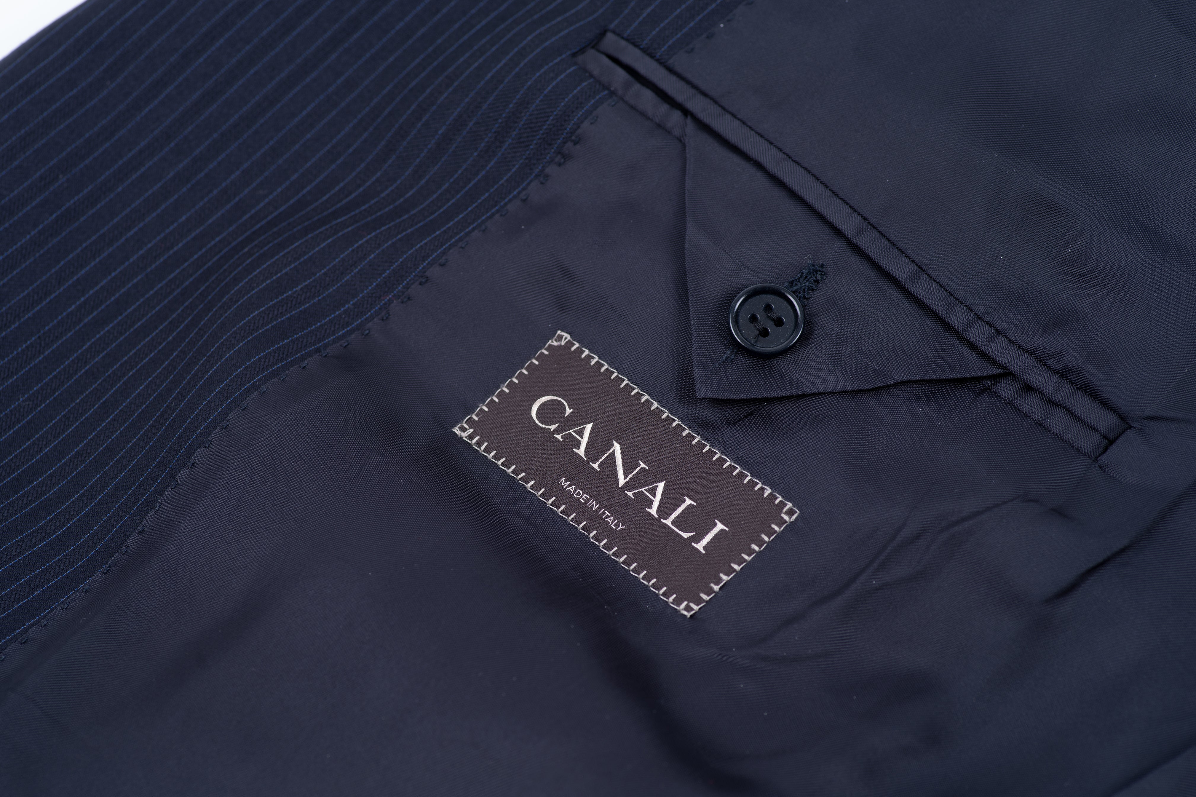 Canali Navy Blue Wool Striped Blazer Jacket, SIZE US 48R, EU 58R