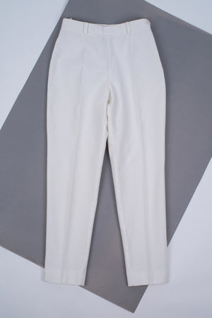 Prada Women's White Cigarette High Waist Pants With Micro Pattern, XS