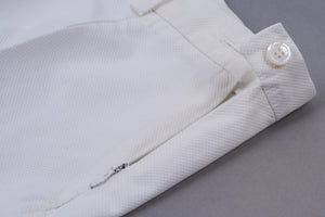 Prada Women's White Cigarette High Waist Pants With Micro Pattern, XS