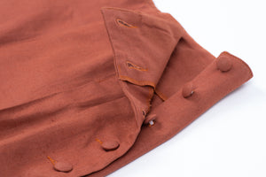 Vintage Women's Terracotta Linen Cotton Pleated Bermuda Shorts, L